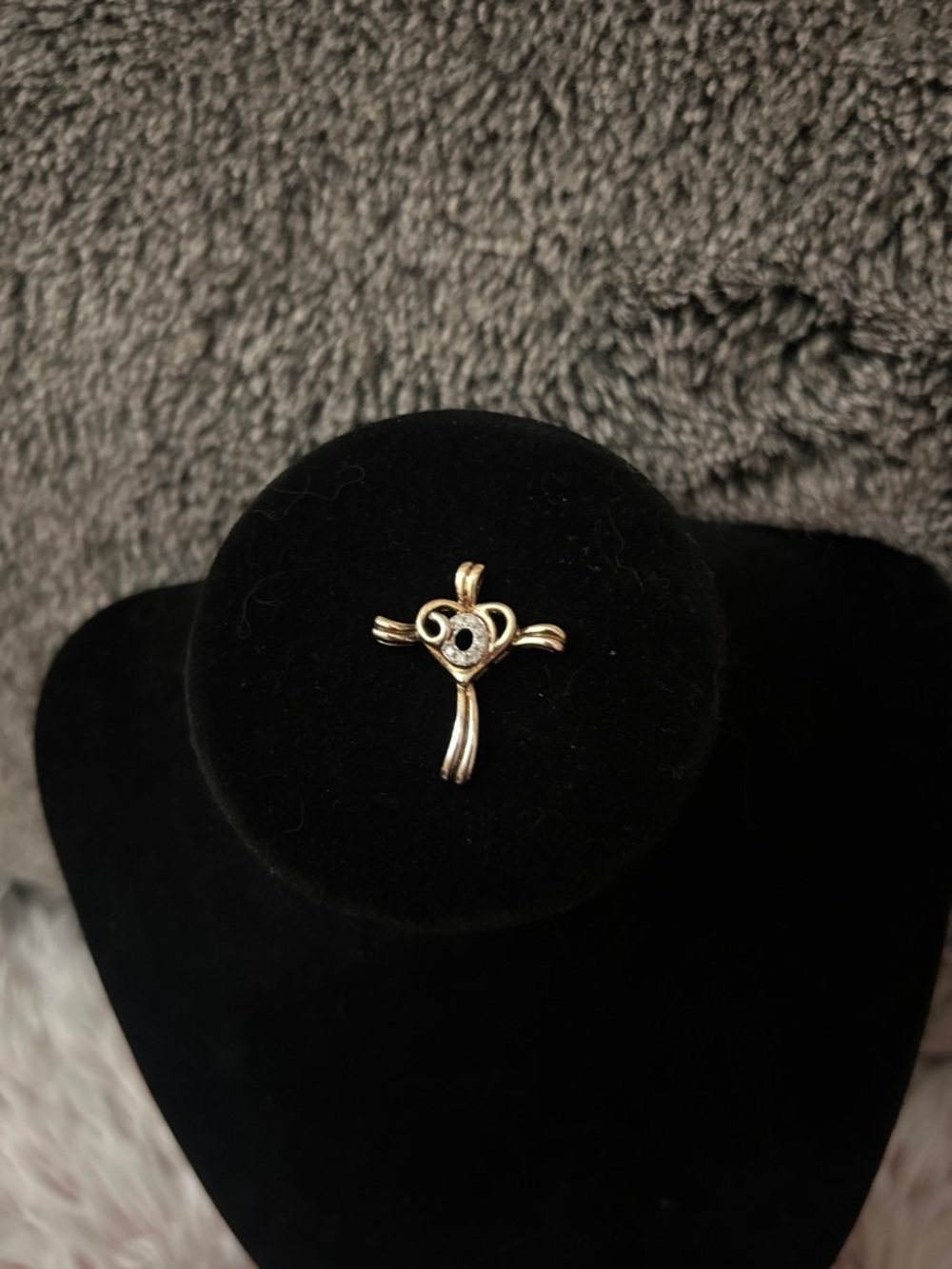 Vintage 925 Sterling Silver Gold Heart Cross Pendant